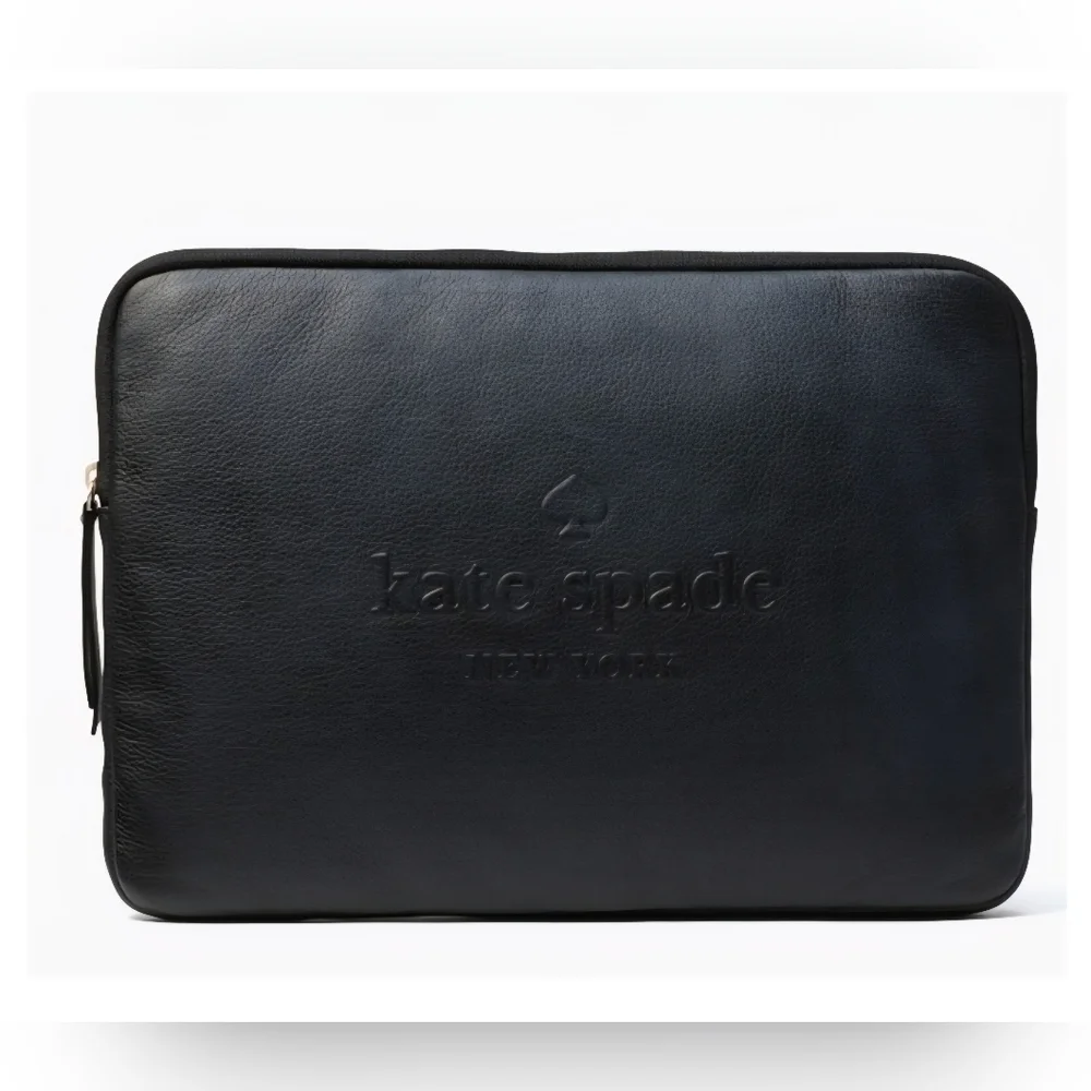 Kate Spade Larchmount Avenue Evangelie Black Leather Laptop Pouch